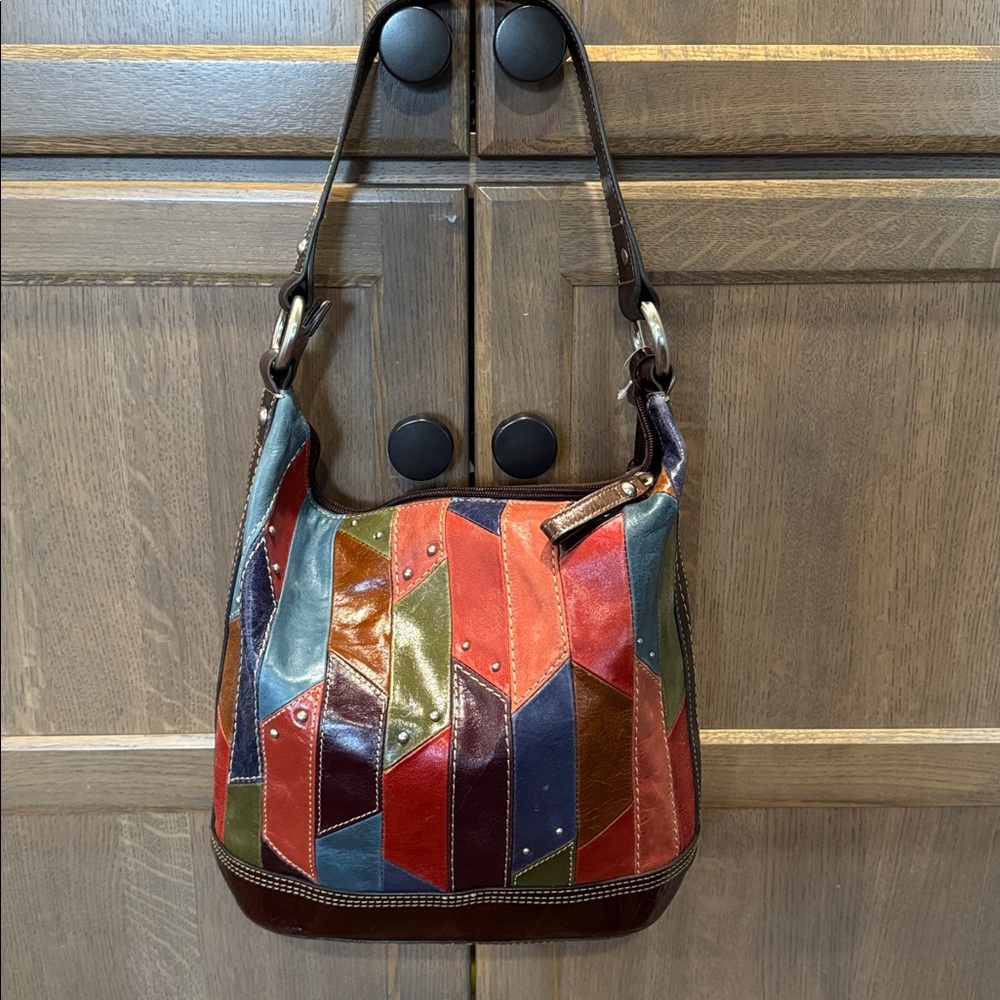 FOSSIL Boho Patchwork Studded Leather Shoulder Bag - Picture 6 of 11